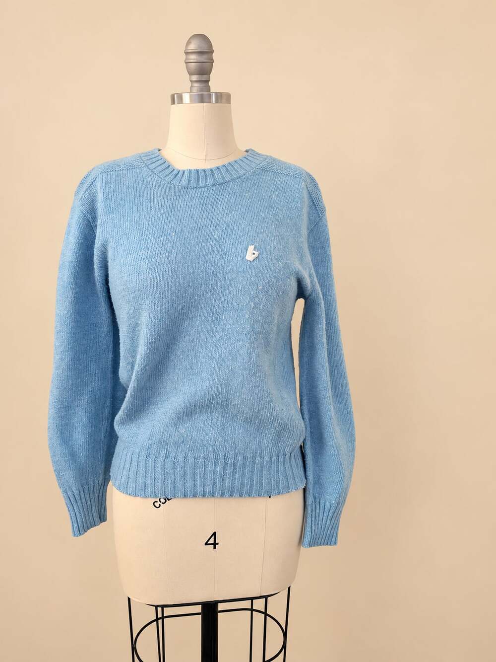 Vintage 80s Sasson Sweater Womens S/M Blue Crewneck Knit Pullover USA